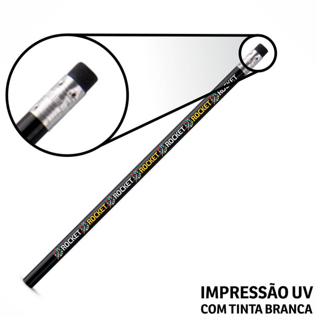 Lápis De Escrever Preto Resinado Com Borracha  4X0