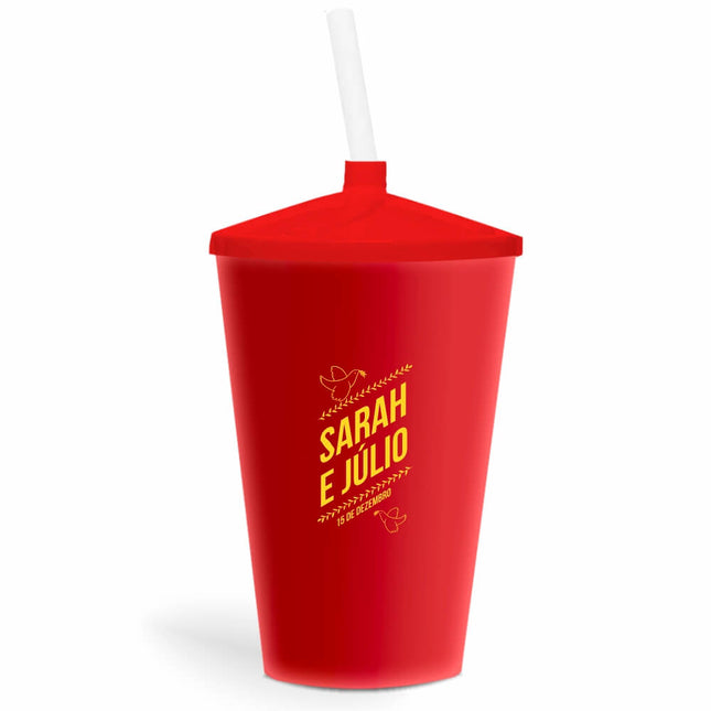 Copo Twister Com Canudo 600Ml  Leitoso Vermelho  1X0