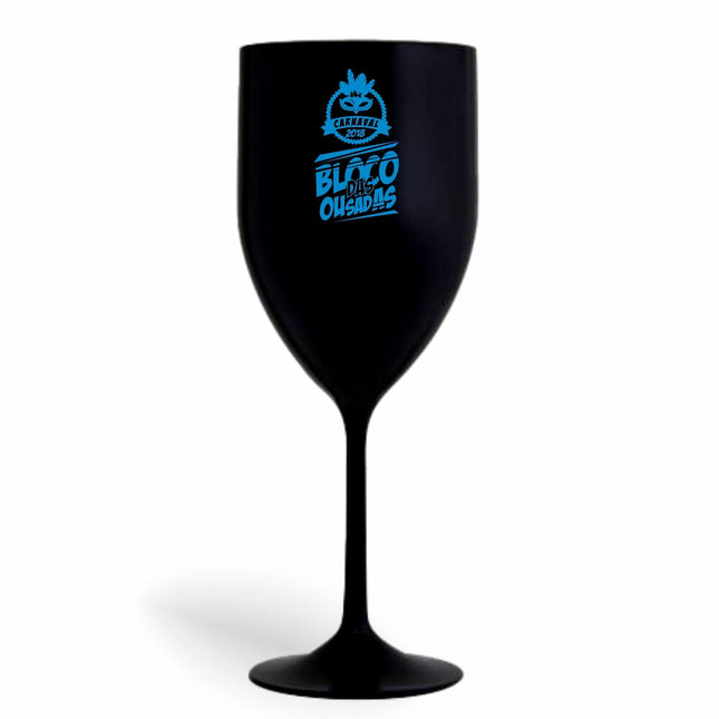 Taça De Vinho 330Ml Impressão  Leitosa Preta  1X0