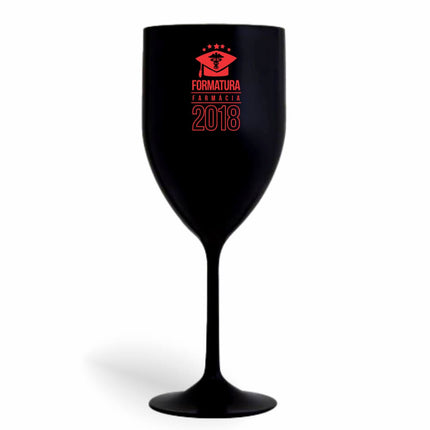 Taça De Vinho 330Ml Impressão  Leitosa Preta  1X0