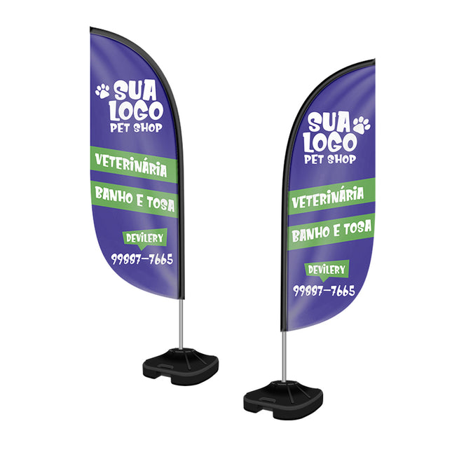 Wind Banner Kit Completo Tecido Oxford  Modelo Pena Altura Montado 2,50 Metros M 4X4