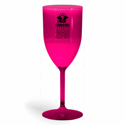 Taça De Vinho 330Ml Impressão  Transparente Rosa  1X0