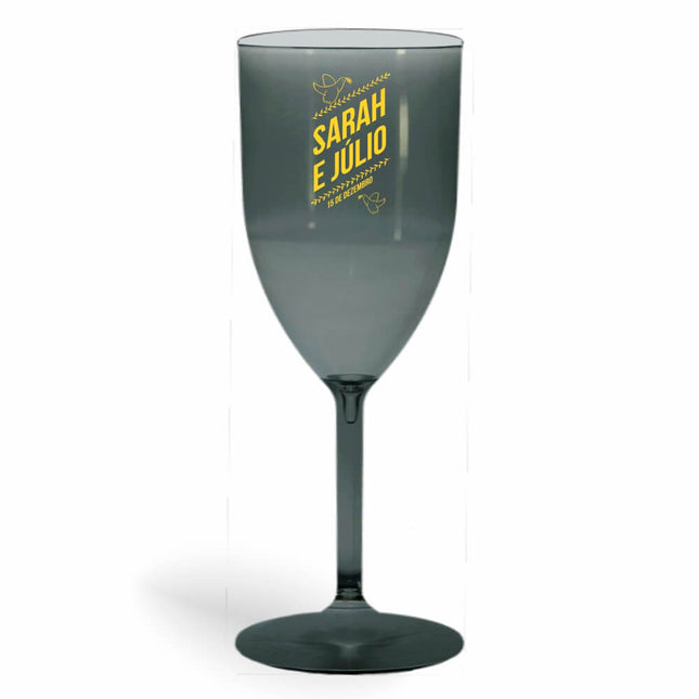 Taça De Vinho 330Ml Impressão  Transparente Fumê  1X0