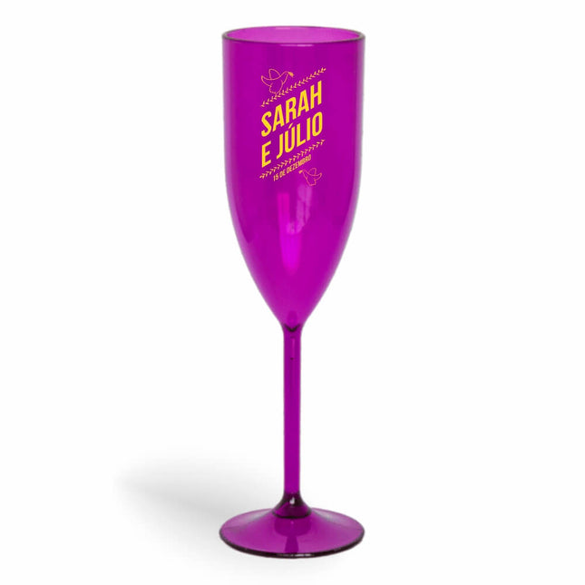 Taça De Champanhe 180Ml Impressão  Transparente Roxa  1X0