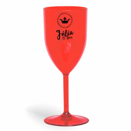 Taça De Vinho 330Ml Impressão  Transparente Vermelha  1X0