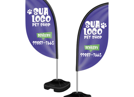 Wind Banner Kit Completo Tecido Oxford  Modelo Pena Altura Montado 1,90 Metros P 4X4