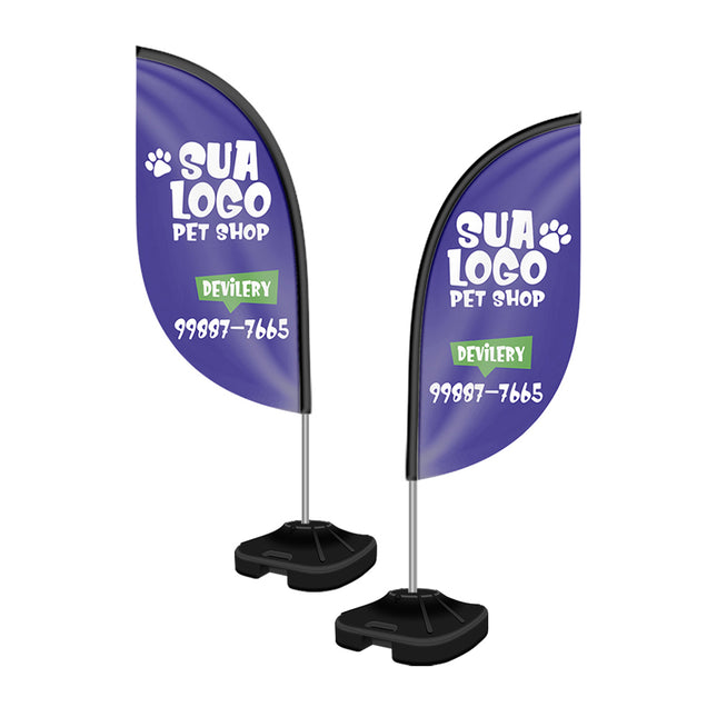 Wind Banner Kit Completo Tecido Oxford  Modelo Pena Altura Montado 1,90 Metros P 4X4