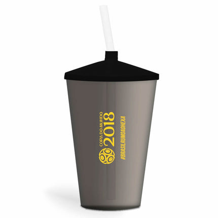 Copo Twister Com Canudo 600Ml  Transparente Fumê  1X0