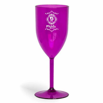 Taça De Vinho 330Ml Impressão  Transparente Roxa  1X0