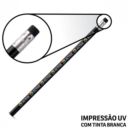 Lápis De Escrever Preto Resinado Com Borracha  4X0