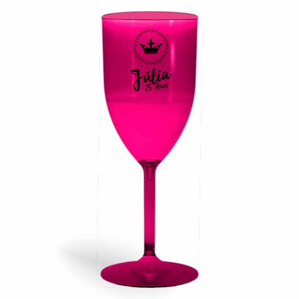 Taça De Vinho 330Ml Impressão  Transparente Rosa  1X0