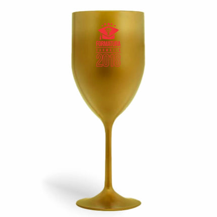 Taça De Vinho 330Ml Impressão  Leitosa Dourada  1X0