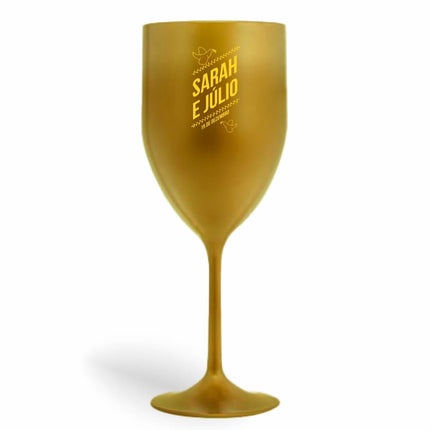 Taça De Vinho 330Ml Impressão  Leitosa Dourada  1X0