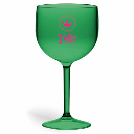 Taça De Gin 580Ml Impressão  Transparente Verde  1X0