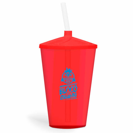 Copo Twister Com Canudo 600Ml  Transparente Vermelho  1X0