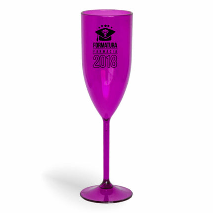 Taça De Champanhe 180Ml Impressão  Transparente Roxa  1X0