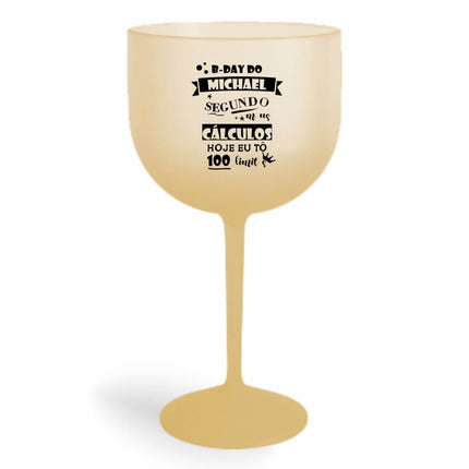 Taça De Gin 580Ml Impressão  Degradê Dourada  1X0