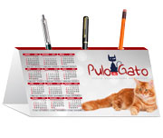 Calendário De Mesa Porta Canetas Horizontal Couchê 250G  Verniz Uv Total Frente  4X0