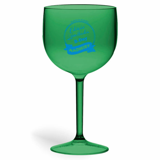 Taça De Gin 580Ml Impressão  Transparente Verde  1X0