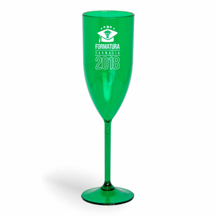 Taça De Champanhe 180Ml Impressão  Transparente Verde  1X0