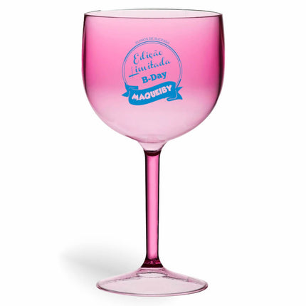 Taça De Gin 580Ml Impressão  Transparente Rosa  1X0