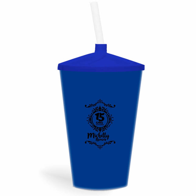 Copo Twister Com Canudo 600Ml  Leitoso Azul  1X0