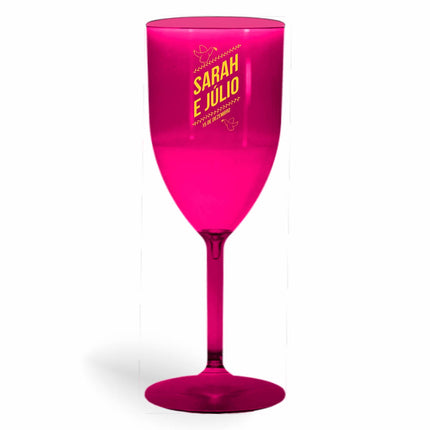 Taça De Vinho 330Ml Impressão  Transparente Rosa  1X0