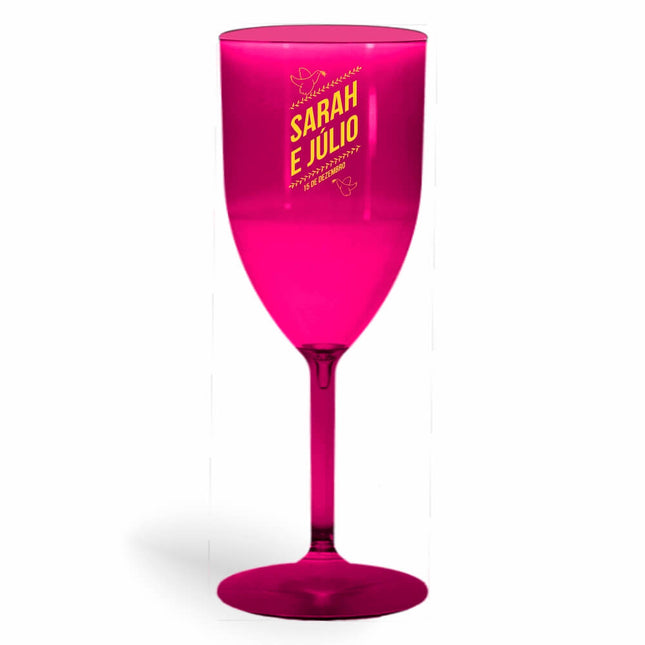 Taça De Vinho 330Ml Impressão  Transparente Rosa  1X0
