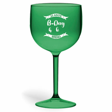 Taça De Gin 580Ml Impressão  Transparente Verde  1X0