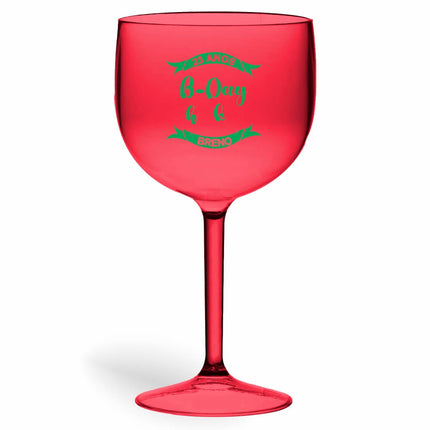 Taça De Gin 580Ml Impressão  Transparente Vermelha  1X0