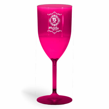 Taça De Vinho 330Ml Impressão  Transparente Rosa  1X0