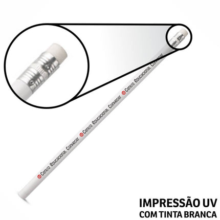 Lápis De Escrever Branco Resinado Com Borracha  4X0