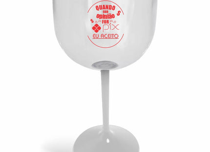 Taça De Gin 580Ml Impressão  Cristal Com Haste Colorida Branca  1X0