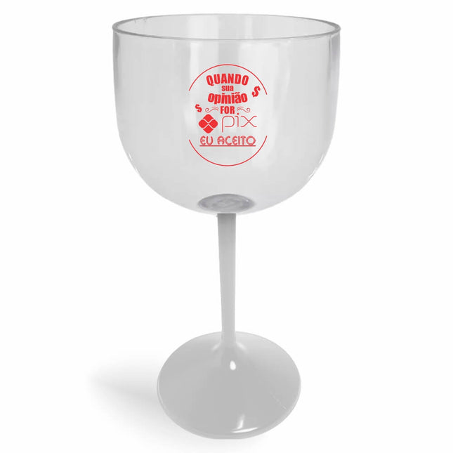 Taça De Gin 580Ml Impressão  Cristal Com Haste Colorida Branca  1X0