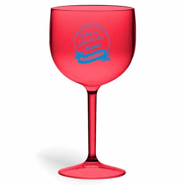 Taça De Gin 580Ml Impressão  Transparente Vermelha  1X0