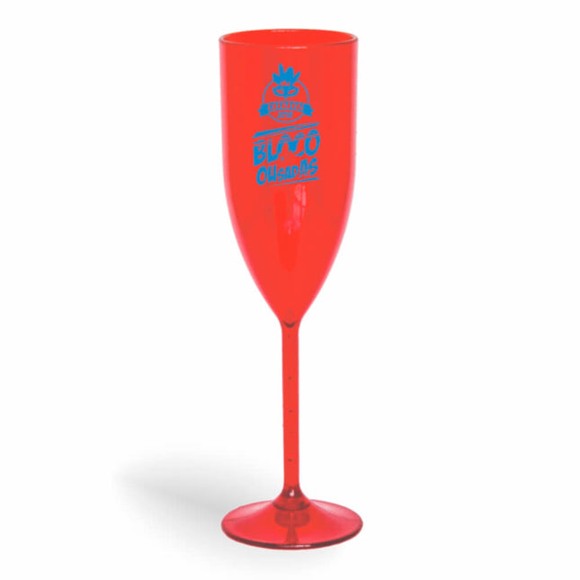 Taça De Champanhe 180Ml Impressão  Transparente Vermelha  1X0