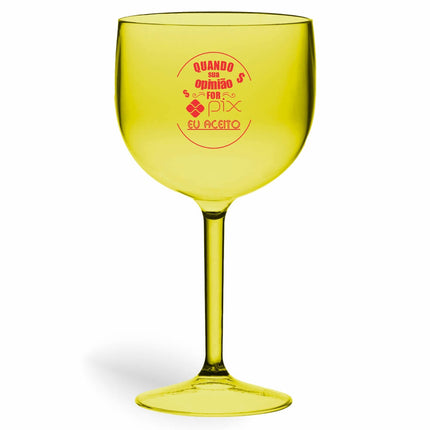 Taça De Gin 580Ml Impressão  Transparente Amarela  1X0
