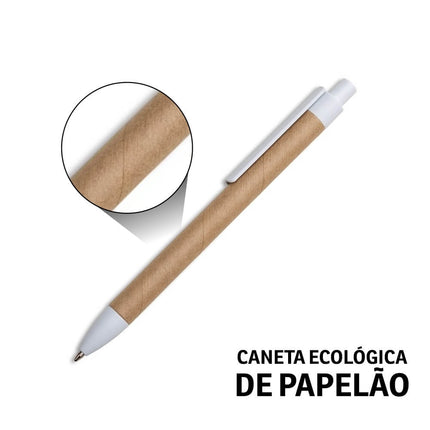 Canetas  Ecológicas Papelão  Clip De Plástico Branca