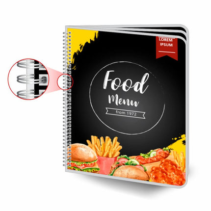 Cardápios  Wire O  6 Páginas Plastificação Rígida 0,10Mm Couchê 150G