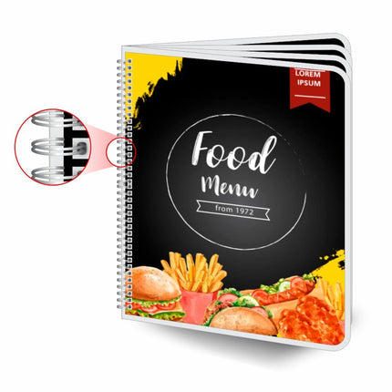 Cardápios  Wire O  8 Páginas Plastificação Rígida 0,10Mm Couchê 150G