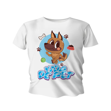 Camisa De Poliéster Branca Colorida