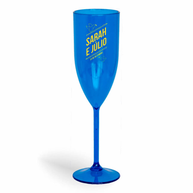 Taça De Champanhe 180Ml Impressão  Transparente Azul  1X0