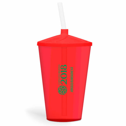 Copo Twister Com Canudo 600Ml  Transparente Vermelho  1X0