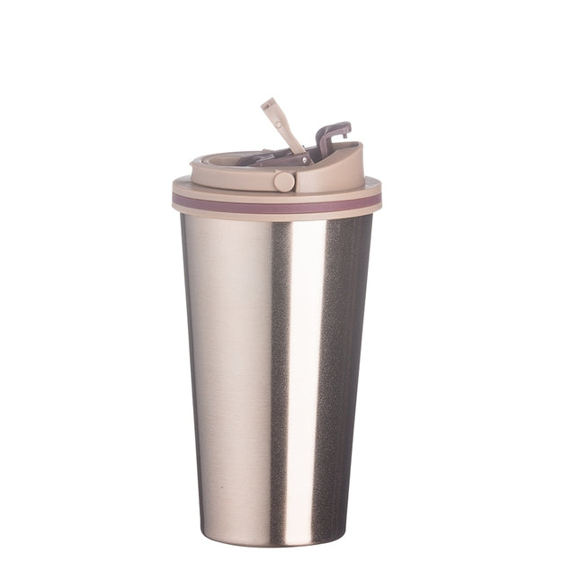 Copo Metal Com Tampa Plástica
