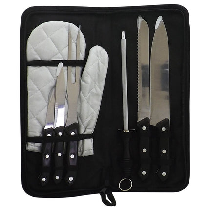 Kit Churrasco Com 7 Peças Cabo Preto