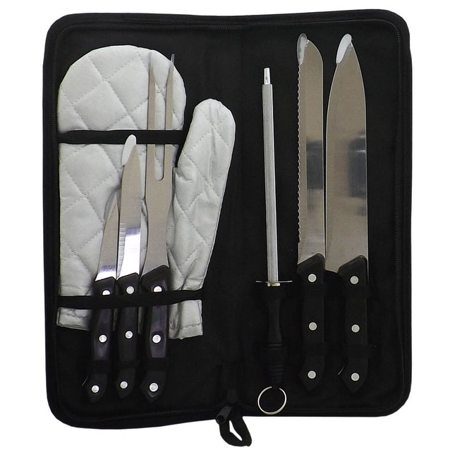 Kit Churrasco Com 7 Peças Cabo Preto