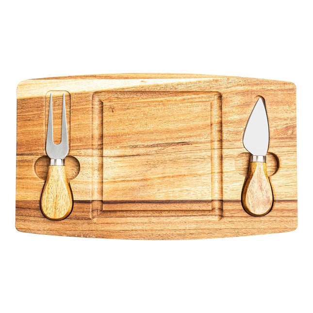 Kit Queijo 2 Pçs + Tábua Quadrada
