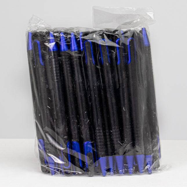 Pacote Com Caneta Plástica - P@12729-Pre/Azu