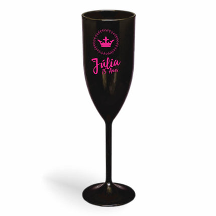 Taça De Champanhe 180Ml Impressão  Leitosa Preta  1X0