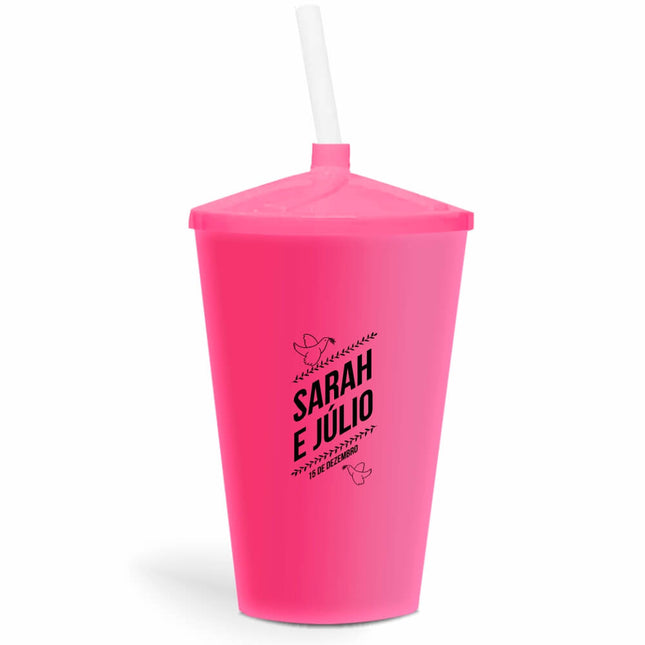 Copo Twister Com Canudo 600Ml  Leitoso Rosa  1X0